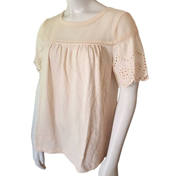 Doe & Rae Cream Lace & Eyelet Blouse (S) - Picture 1 of 5